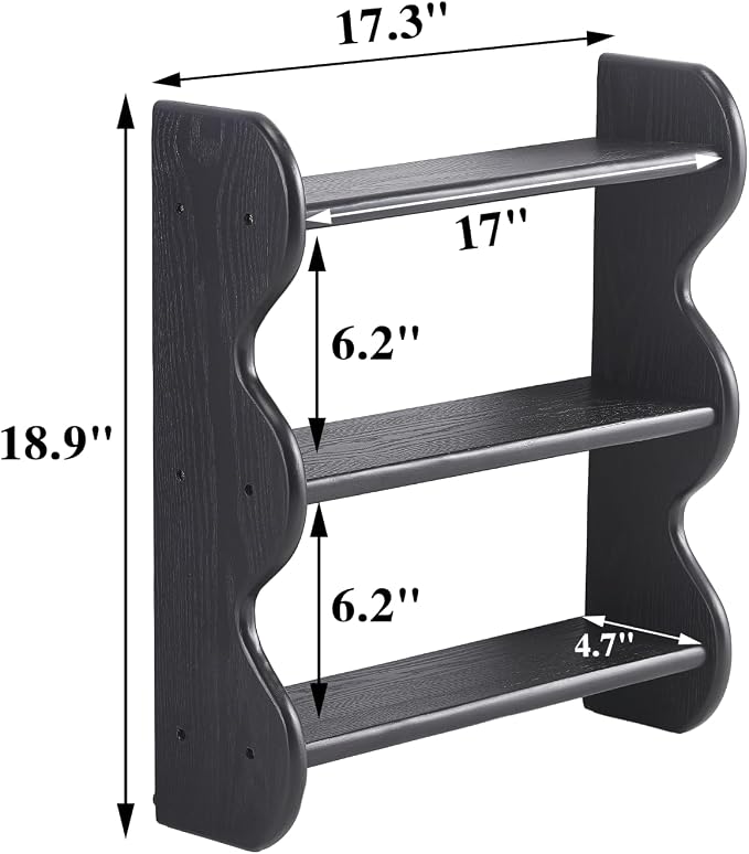 100% Solid Wood Floating Shelf, Vintage Wall Shelves Wall Mounted Storage Rack - Image 2