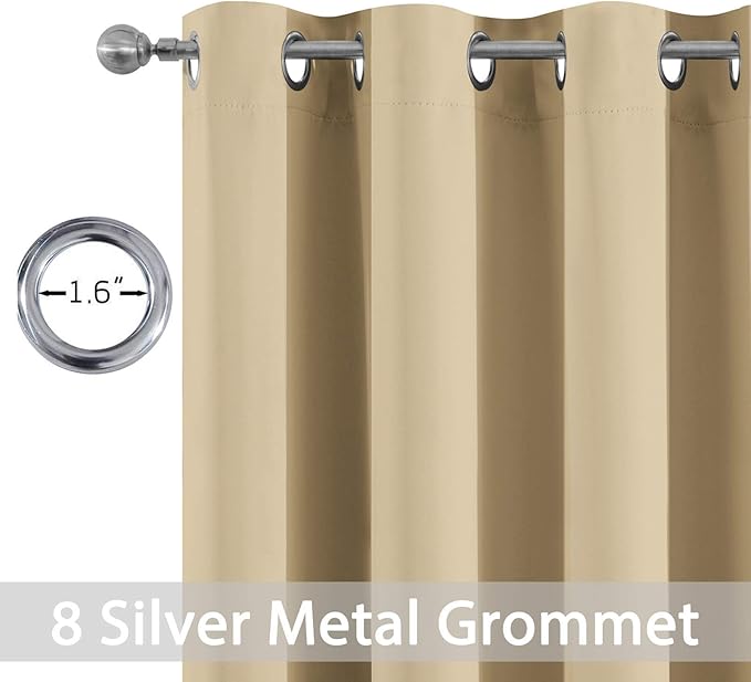 Yakamok Beige Blackout Curtains 84 Inches Length Thermal Insulated Light - Image 2