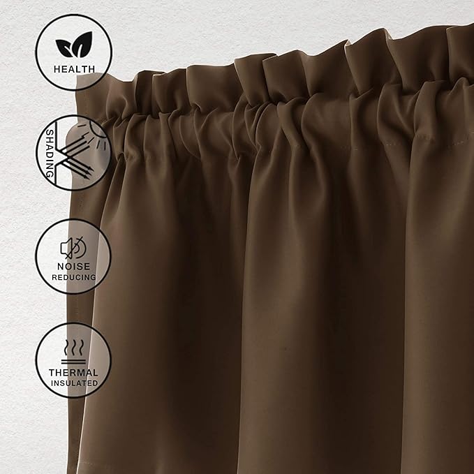 Hiasan Valance Curtains Blackout Solid Rod Pocket Valances - Image 2