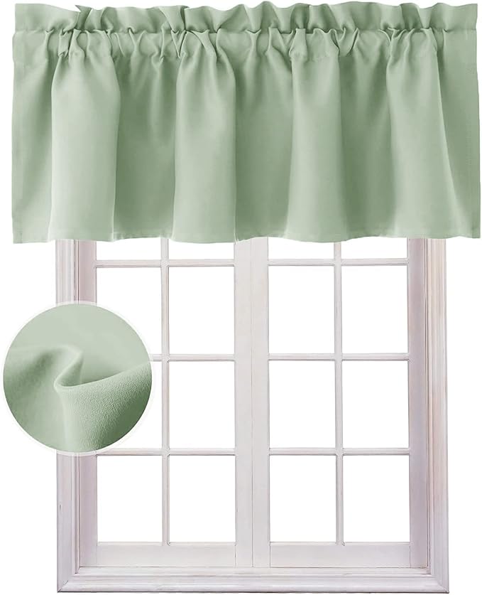 Hiasan Valance Curtains for Kitchen Blackout Thermal Insulated Solid Window by Hiasan