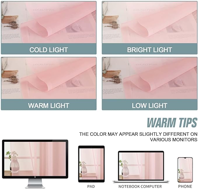 Blush Pink Valances for Windows 14 inch Length 2 Panels, Small Voile Sheer - Image 7