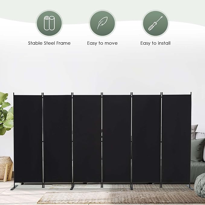 RANTILA 6 Panel Room Divider, 6 FT Folding Privacy Screen - Image 7
