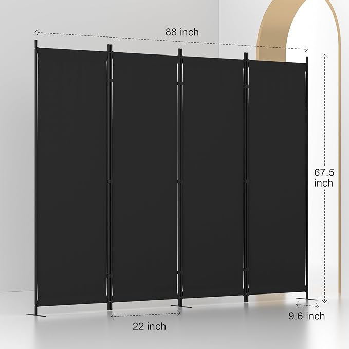 Room Divider, 4 Panel Folding Privacy Screen, 88” Portable Separating - Image 5