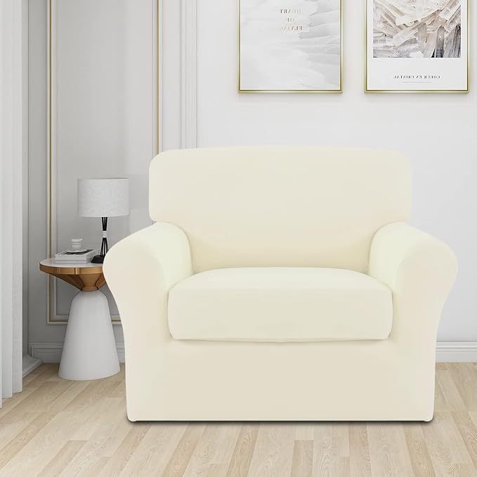 Easy-Going 2 Pieces Fleece Stretch Chair Sofa Slipcover Washable Sofa Couch - Image 2