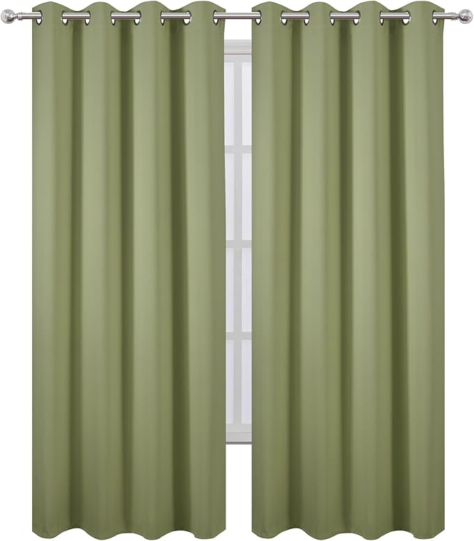 LEMOMO Blackout Curtains 52 x 108 inch/Sage Green Curtains Set of 2 - Image 2