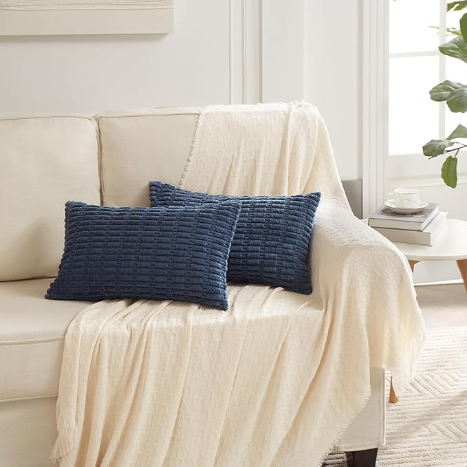 Fancy Homi 4 Packs Dusty Blue Decorative Throw Pillow Covers 16x24 Inch - Image 6