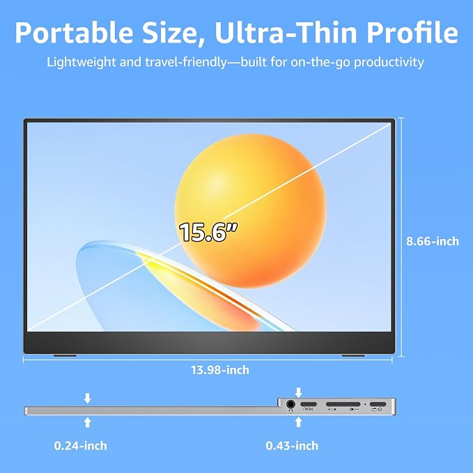 VisionOwl Portable Monitor 15.6 Inch 1080P FHD 85% sRGB Second Screen, USB-C - Image 8