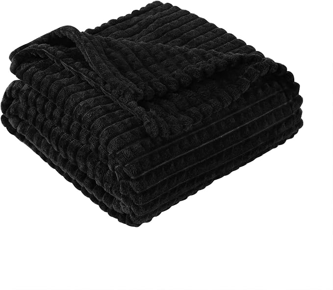 Puncuntex Flannel Fleece Throw Blanket Black 50"×60", Super Soft Plush Cozy - Image 4
