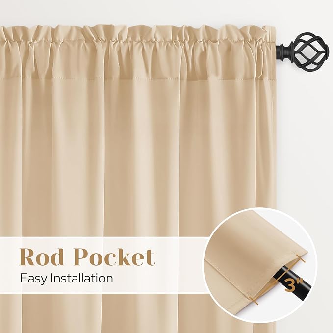 HOMEIDEAS Non-See-Through Beige Privacy Sheer Curtains, 52 X 72 Inches Long 2 - Image 5