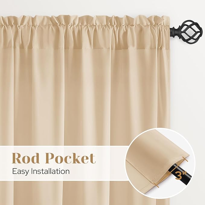 HOMEIDEAS Non-See-Through Beige Privacy Sheer Curtains, 52 X 45 Inches Long 2 - Image 5