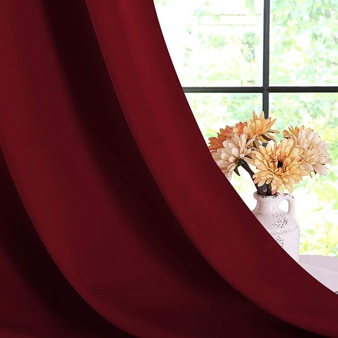 NICETOWN Christmas Burgundy Window Curtains Blackout Drapes, Thermal Insulated - Image 6