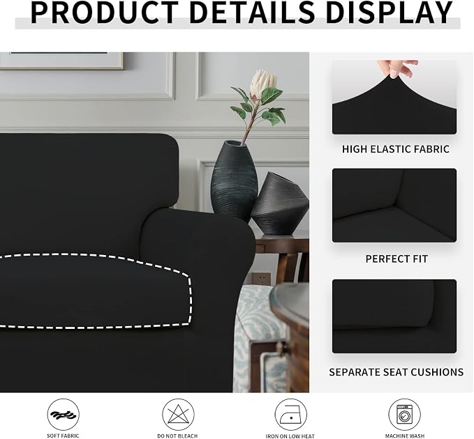 Easy-Going 2 Pieces Microfiber Stretch Chair Slipcover – Spandex Soft Fitted - Image 4