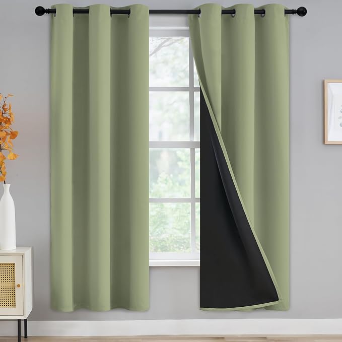 100% Blackout Curtains for Living Room, Thermal Insulated Blackout Curtains 84 by Yakamok