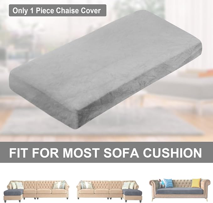 NAISI Sectional Couch Cover 1 Piece Velvet Separate Chaise Lounge Cover Soft - Image 6
