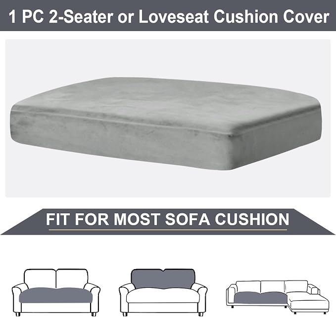 NAISI Couch Cushion Covers 1 Piece Velvet Stretch Loveseat Cover or 2 Seat Sofa - Image 6