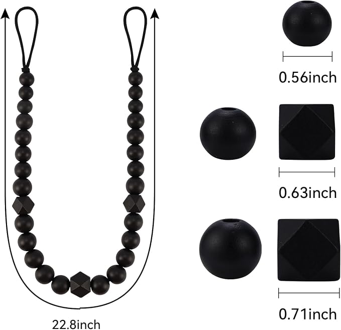 Wood Bead Curtain Tiebacks, KLOGTSIND Set of 2 Curtain Holdbacks - Image 4