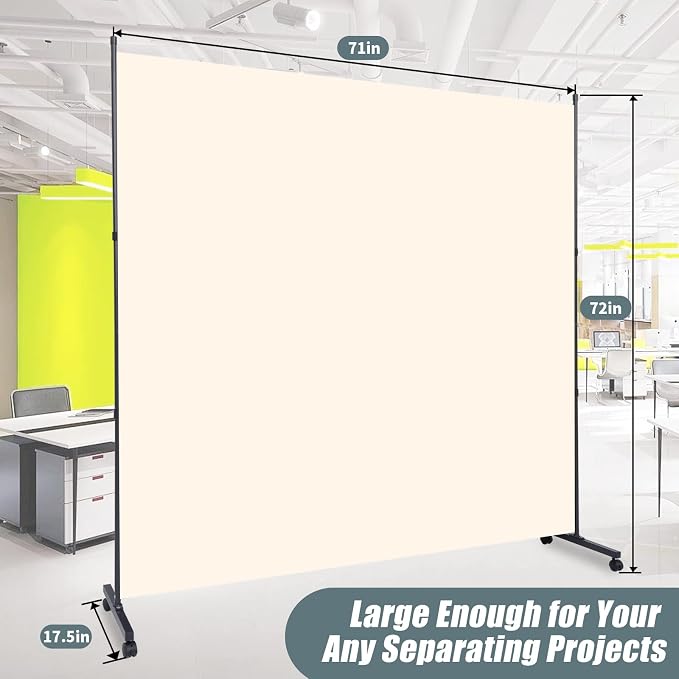 Room Divider Single Panel Privacy Screen W/Wheels, Upgrade Fabric Wall Divider - Image 5