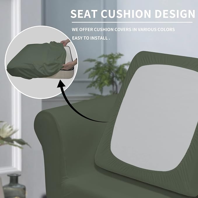 Easy-Going 2 Pieces Microfiber Stretch Chair Slipcover – Spandex Soft Fitted - Image 3