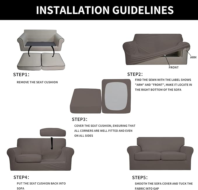 Easy-Going Oversized 3 Pieces Stretch Fleece Soft Loveseat Couch Cover - Image 7