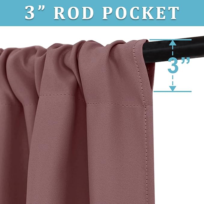 RYB HOME Half Curtain Tiers 36 inch Length, Rod Pocket Summer Heat Blocking - Image 2