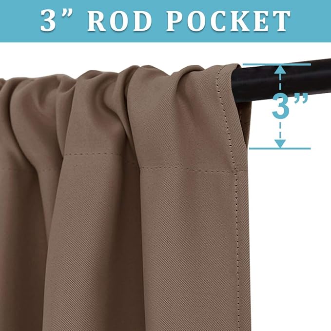 RYB HOME Blackout Curtains for Bedroom Living Room 63 inches Long, Thermal - Image 3