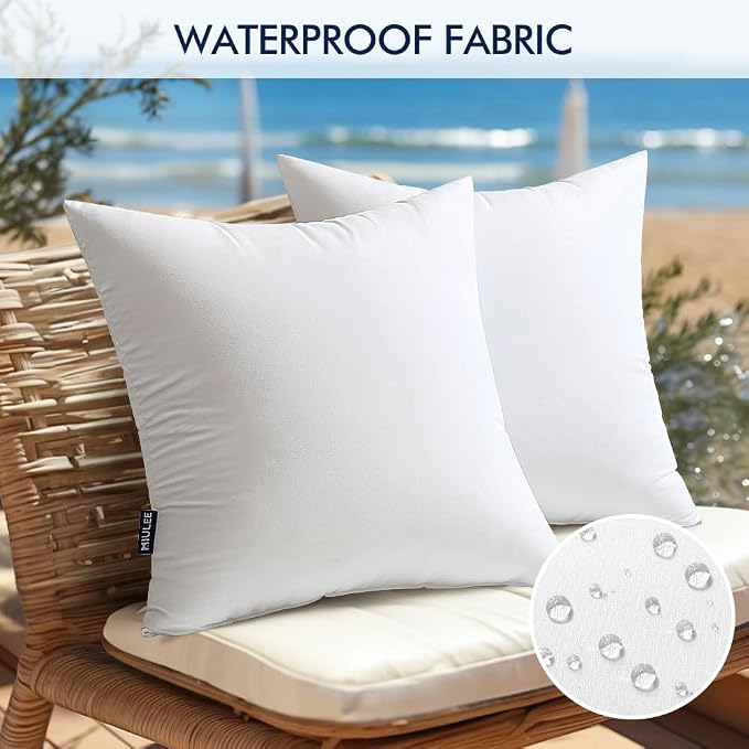 MIULEE Pack of 2 18x18 Inch Outdoor Pillow Inserts Waterproof Decorative Throw - Image 4