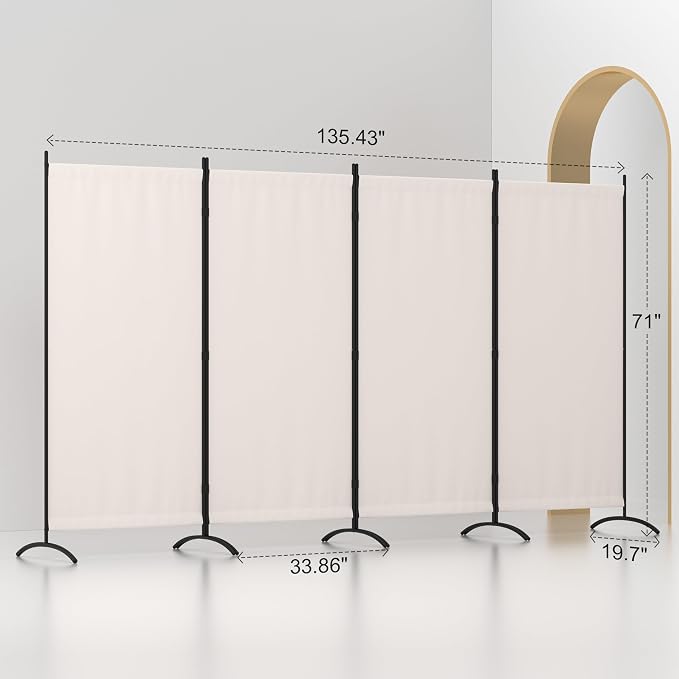 Portable Room Divider 4 Panel Partition Room Dividers and Folding Privacy - Image 5