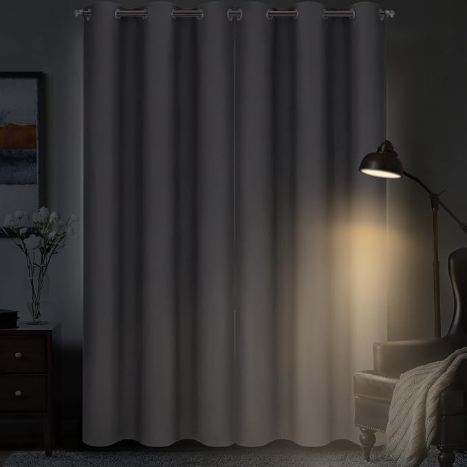 Diraysid Grey Grommet Blackout Curtains - Image 4