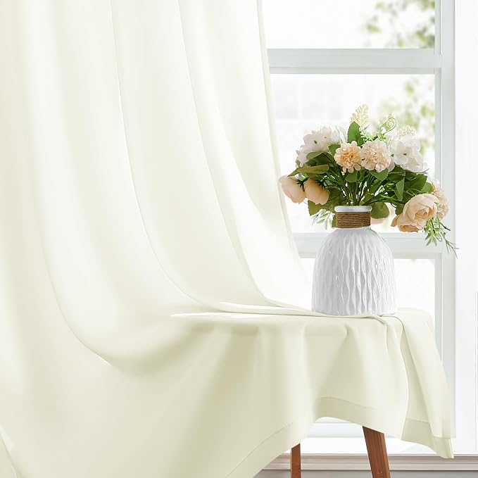 HOMEIDEAS Non-See-Through Ivory Privacy Sheer Curtains, 52 X 72 Inches Long 2 - Image 5