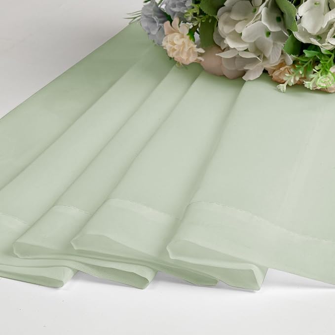 Lecloud Light Green Sheer Curtains 90 Inches Long 2 Panels, Modern Light - Image 6