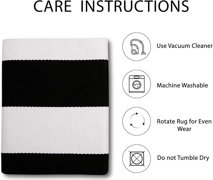 IOHOUZE Black White Striped Rug -27.5" X 43" Front Door Mats Outdoor, Washable - Image 5