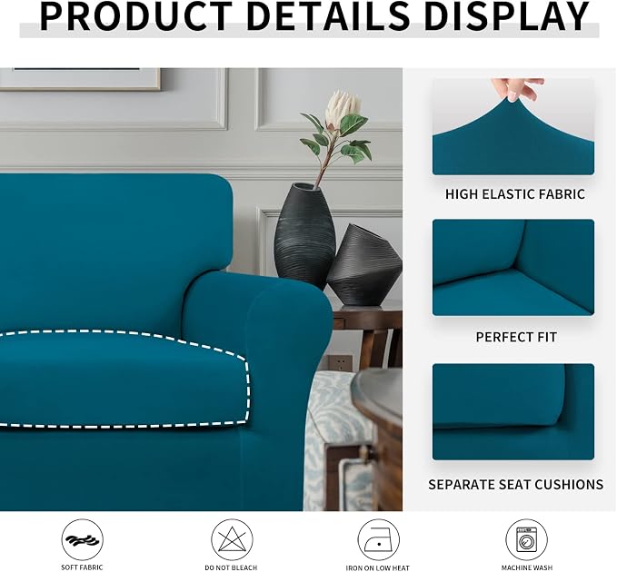 Easy-Going 2 Pieces Microfiber Stretch Chair Slipcover – Spandex Soft Fitted - Image 4