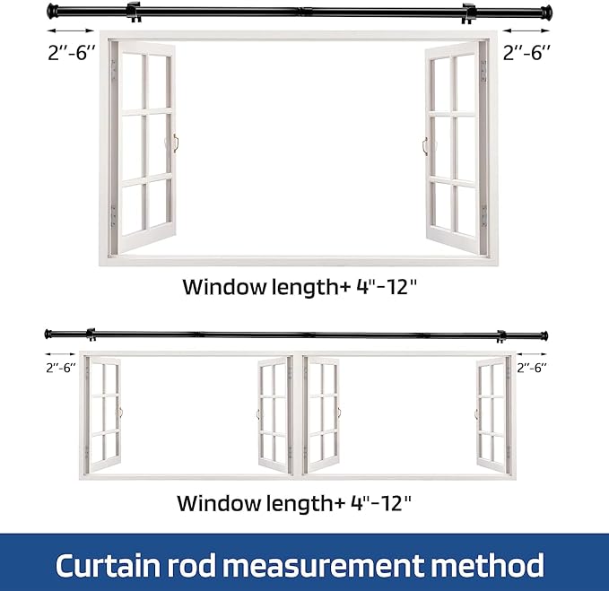 Small Curtain Rods for Windows 30" to 60" 5/8 Inch Standard Decorative Black - Image 5