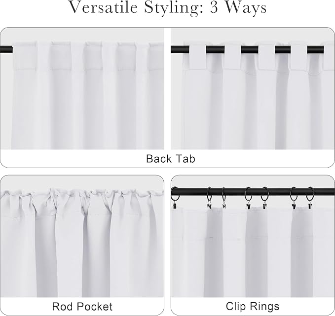 PONY DANCE 50% Blackout Window Curtain Panels - 42 W x 72 L Pure White Light - Image 5