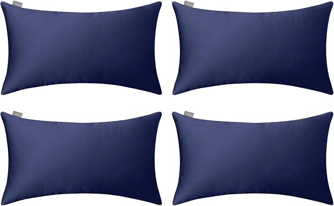 Thmyo 4-Pack 100% Cotton Lumbar Comfortable Solid Decorative Throw Pillow Case by Thmyo