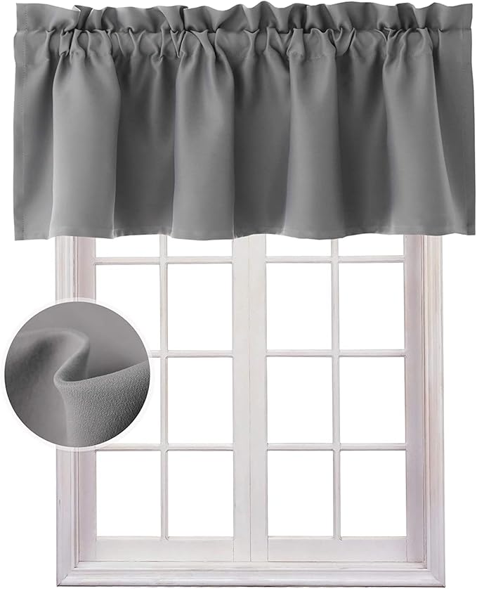 Hiasan Valance Curtains for Kitchen Blackout Thermal Insulated Solid Window by Hiasan
