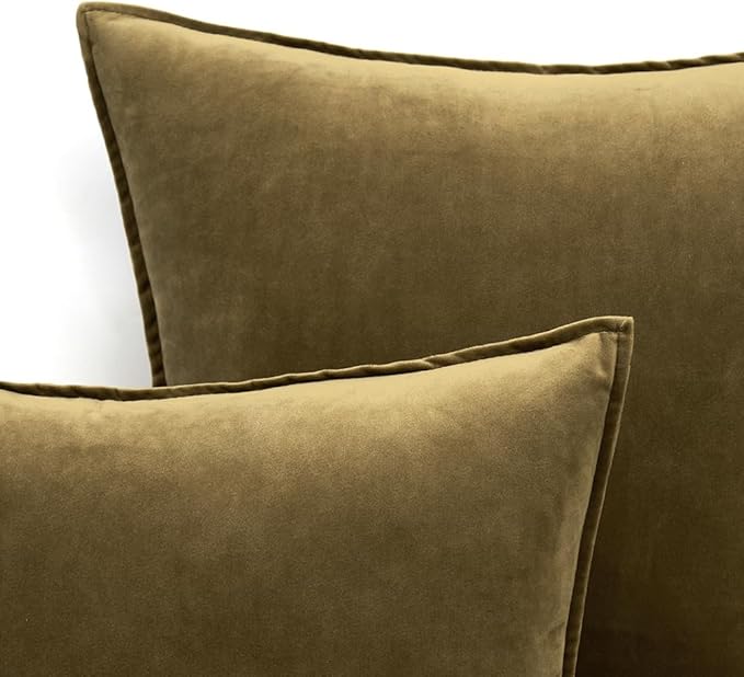 MIULEE Olive Green Velvet Throw Pillow Covers 16x16 Soft Decorative Solid - Image 3