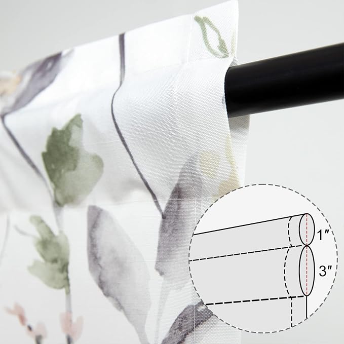 Leeva Watercolor Floral Valance Curtains, Rod Pocket Short Curtain Window - Image 4