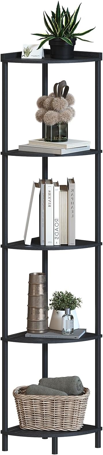 SUNMORY 5 Tier Corner Shelf Stand, Industrial 65" Corner Shelves Display Shelf - Image 8