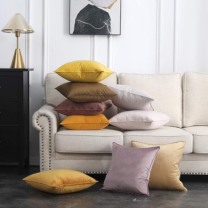 MIULEE Jam Velvet Throw Pillow Covers 20x20 Soft Decorative Solid Square - Image 9