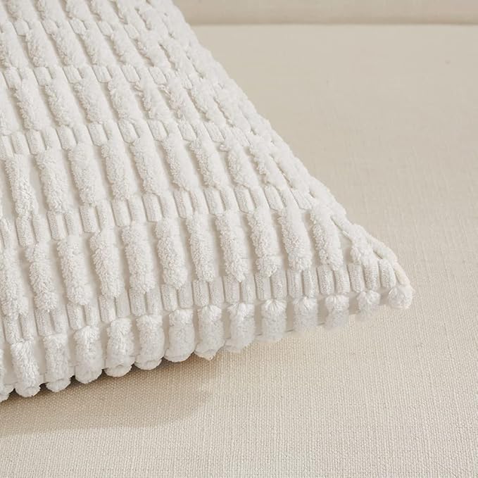 Fancy Homi 4 Packs Pure White Decorative Throw Pillow Covers 20x20 Inch - Image 4