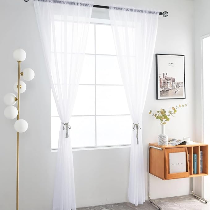 SpaceDresser Sheer Window Treatment Rod Pocket Curtain Panels - Image 2