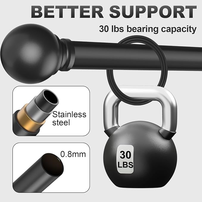 Black Curtain Rods for Windows - Image 2