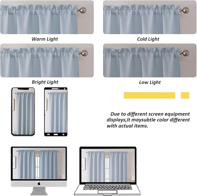 Chyhomenyc Aqua Curtains 78 Inch Length 2 Panels Set, Faux Linen Textured Light - Image 4