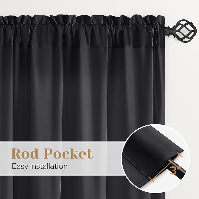 HOMEIDEAS Halloween Non-See-Through Black Privacy Sheer Curtains, 52 X 45 - Image 6
