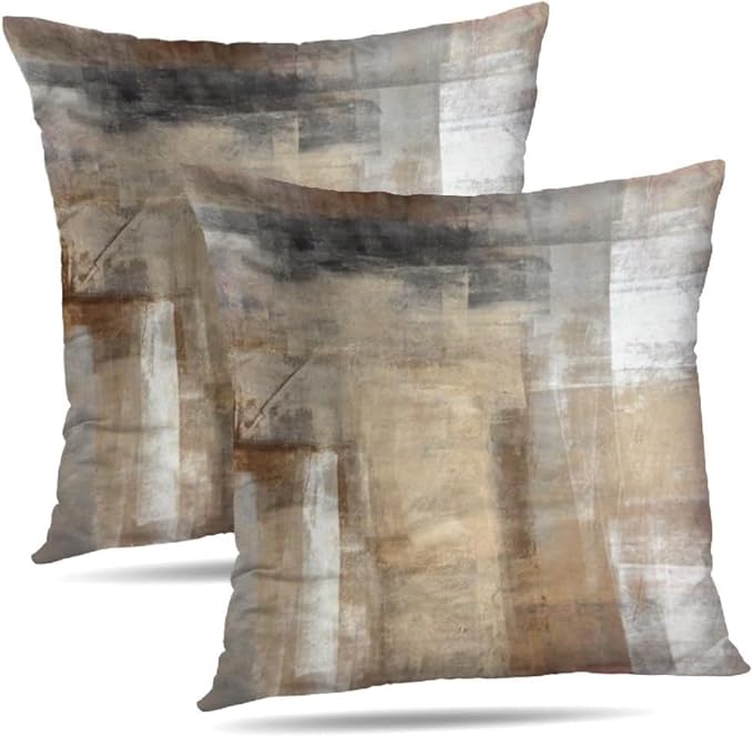 Throw Pillow Covers 18x18 Set of 2 Beige and Grey Art Throw Pillow Covers Soft by Alricc