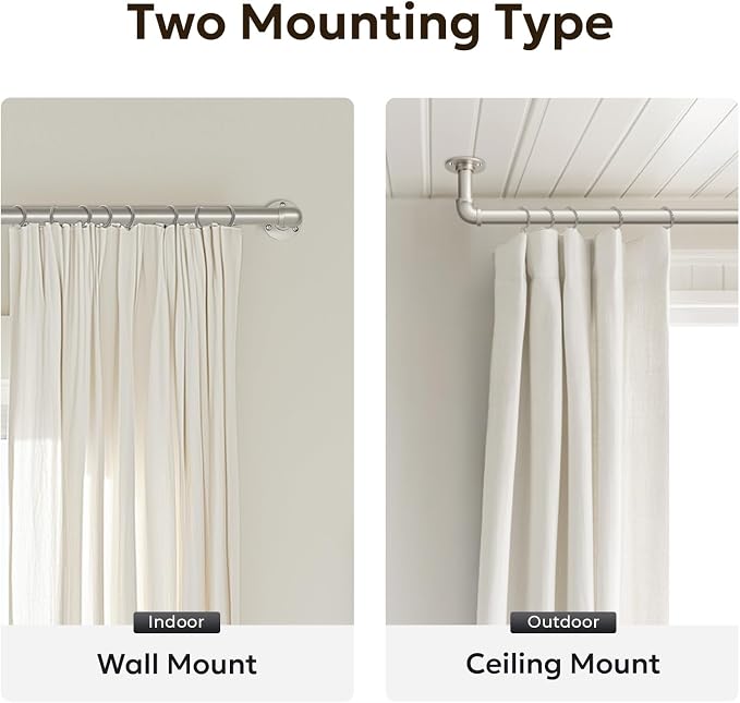 Zeerobee Curtain Rods for Windows 120 to 240, 1 Inch Industrial Wrap Around - Image 5