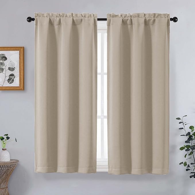 OVZME Short Blackout Curtains for Bedroom 45 Inches Long 2 Panels Set, Solid by OVZME