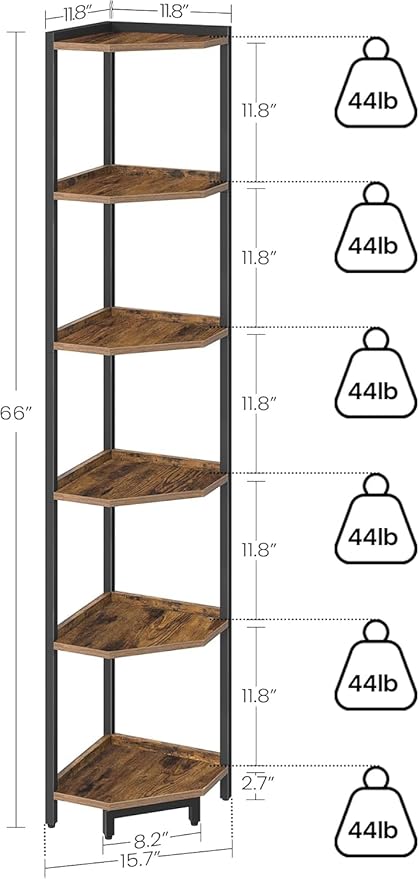 Hzuaneri Corner Shelf Stand, Corner Bookshelf, Storage Standing Shelf Unit - Image 2