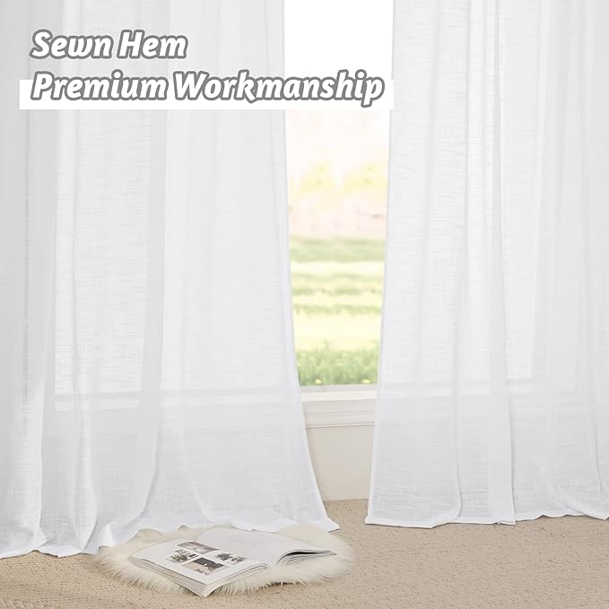 RYB HOME Sheer Curtains White 90 inches Long - Image 5